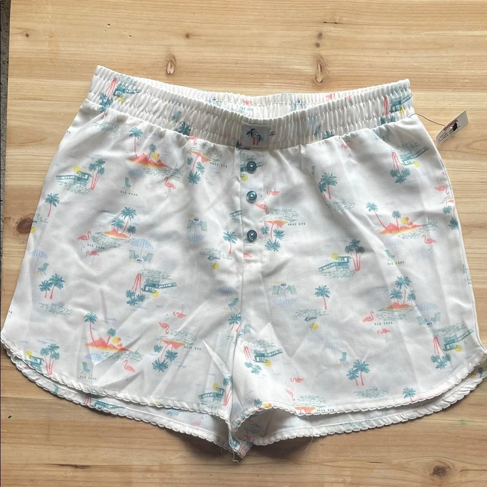 Rae Dunn White Tropical Print Lounge Boxer Shorts